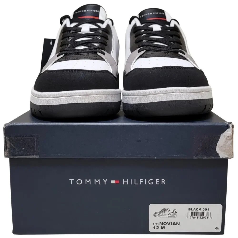 Tommy Hilfiger Men Novian Low Top Fashion Sneaker Size US 12M Black White Gray